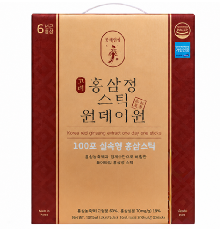 선물세트 고려홍삼정 스틱 6년근 원데이원타임 1000mL (10ml x 100포)