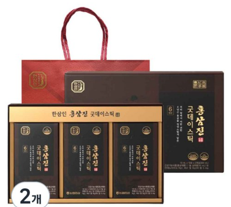한삼인 홍삼진 굿데이스틱 30p, 300ml, 2개