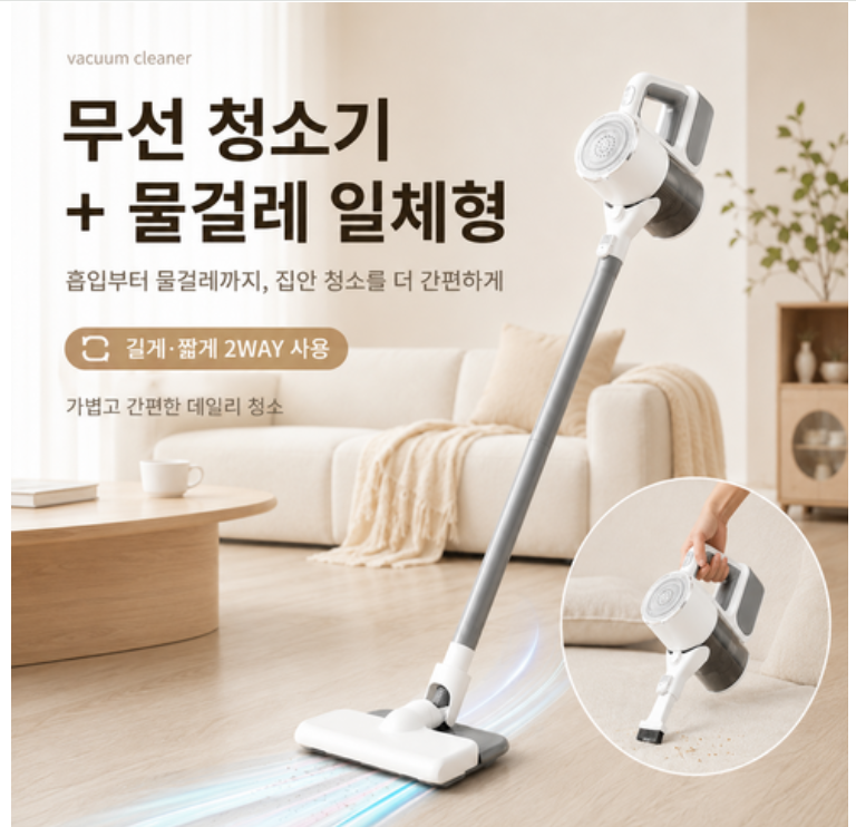 디에스가추몰 무선 청소기 건습식 물걸레 일체형 강력 진공 핸디 청소기YX-826