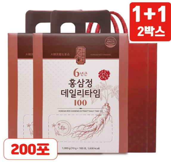 [추석특가 1+1] 6년근 홍삼정 스틱 총 200포 (전용 쇼핑백 증정 / 하루한포 건강 선물)