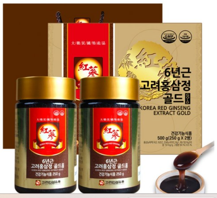 고려인삼유통 6년근 고려홍삼정 골드 + 쇼핑백, 500g, 1개